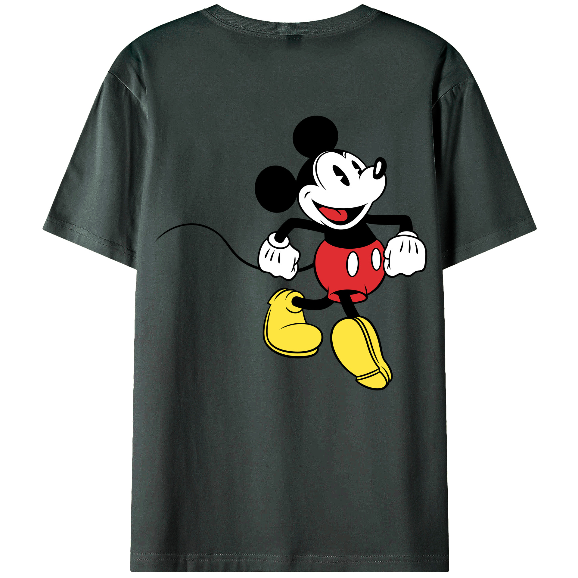 ミッキーマウス Mickey Mouse 綿100％ メンズ半袖Tシャツ（バックプリント） 通気性